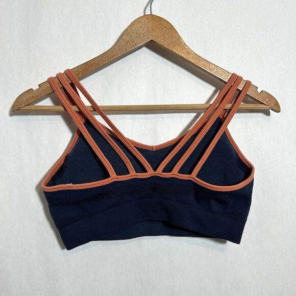 Smartwool Merino Wool Seamless Sports Bra Women's M Blue Pink Straps Lightweight - Picture 3 of 7